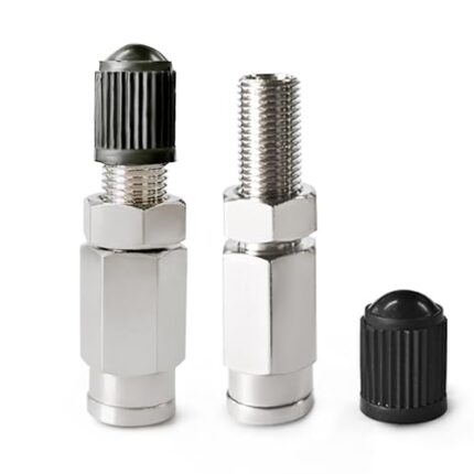 MILLISEC 2PCS 1/4 Inch Air Inflation Schrader Valve with Push to Connect for 1/4" OD Air Line Tubing for Air Suspension Spring Bags Fittings for Semi Truck Dot Approved