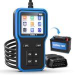 OBD2 Scanner with Upgrade Battery Tester - Diagnostic Tool for Cars That Check Engine Light & Emissions Readiness Read and Clears Vehicle Error Codes for All OBD II Protocol Vehicles Since 1996（Blue）