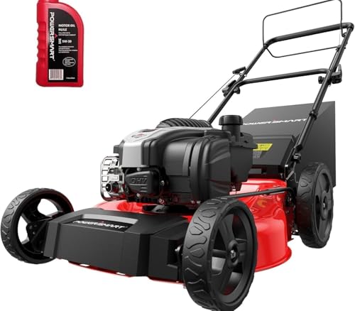 PowerSmart 21-Inch Gas Lawn Mower with B&S Engine, 3-in-1 (Bag/Mulch/Rear PowerSmart 21-Inch Gas Lawn Mower with B&S Engine, 3-in-1 (Bag/Mulch/Rear Discharge), Self-Propelled, 6 Cutting Heights, Durable Steel Deck, Rear-Wheel Drive