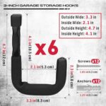 Heavy Duty Garage Storage Hooks Set: 6 Large Metal Wall Mounts for Bikes & Tools - Image 2