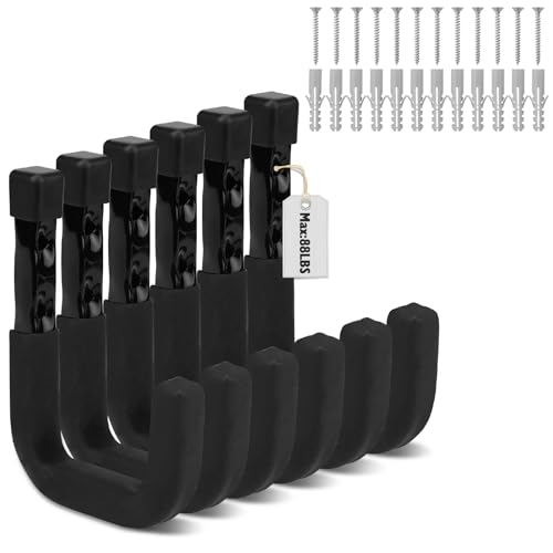 SEDY 6-Piece Heavy Duty Garage Storage Hooks, Wall Mount J SEDY 6-Piece Heavy Duty Garage Storage Hooks, Wall Mount J Utility Hooks Holds 88 LB, Large Metal Utility, Garage Storage Ladders for Bikes, Garden Tools