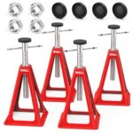 SHALL RV Stabilizer Jacks, 4-Pack Heavy Duty Aluminum Jack Stands for Travel Trailer Camper, Single Support up to 7500 Lbs, RV Leveling Screw Jack with Spare Nuts & Pads, Adjustable from 11" to 17"