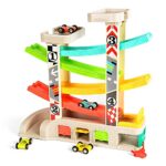 TOP BRIGHT Car Ramp Toys, Race Track Car Toy for Toddler Age 2-4 Year Old Boy with 4 Cars, Parking Lot & Gas Station, Toddler Toys for 2 Year Old Boy Toys, for 3 Year Old Boy