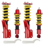Upgrade Adjustable Coilovers Compatible with Honda Civic 2001-2005 DX/EX/GX/HX/LX/Si High Poundage Coil Spring Absorber Struts Suspension Lowering Kit Red