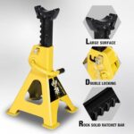 Heavy-Duty 3-Ton Yellow Jacket Car Jack Stands for SUVs, 6600 lb Lift Capacity, Stable Base - Image 2
