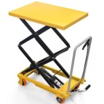 YITAHOME Hydraulic Lift Table Cart 550 LBS, Adjustable 11.4" to 42.5" in Height Double Scissor Lift Table with Locking Wheels for Material Handling and Transportation