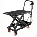 1100Lbs Hydraulic Lift Cart, 32" Height Double Scissor Table with 4 Wheels & Non-Slip Pad, Material Handling Platform