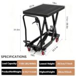 Heavy-Duty Hydraulic Lift Cart: 1100 Lbs Capacity, Double Scissor, 32" Height - Image 2