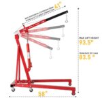 TUFFIOM 2 Ton Hydraulic Engine Hoist Crane Lift Cherry Picker Red - Image 4