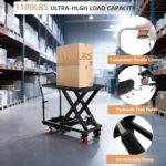 Heavy-Duty Hydraulic Lift Cart: 1100 Lbs Capacity, Double Scissor, 32" Height - Image 3