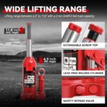 Auto Dynasty 2 Ton Hydraulic Bottle Jack 6-12 Inch Lift Red - Image 3