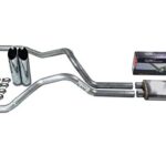 Truck Exhaust Kits - Shop Line Dual Exhaust System 2.5 Aluminized Pipe Stainless Flow II Muffler Chrome Tips