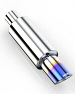 MZS Exhaust Muffler, Straight Through Stainless Steel Exhaust Tip 15" Length 2" Inlet 3" Outlet Universal for Car Sedan SUV Truck Vehicles (Titanium Burnt Tip)