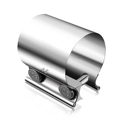 Tnuocke 1.75" Butt Joint Band Exhaust Seal Clamp Sleeve,45mm Stainless Steel Exhaust Sleeve Band for Exhaust Pipe, Muffler,Manifolds,Coupler H-031-45