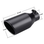 Black Powder Coated Stainless Steel Exhaust Tip | 3" Inlet, 5" Outlet, 12" Long - Image 2