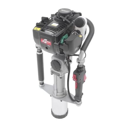 37.7CC Gas Powered T Post Driver 4 Stroke Pile Driver Hammer Fence Post Driver Gas Piledriver Gasoline Powered T-Post Driver Gas Post Driver Single Cylinder Air-Cooling Engine with Two Pile Heads