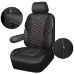 CAR PASS Pink Mesh Leather Front Seat Covers Universal Airbag Safe - Image 8