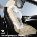 Waterproof Leather Car Seat Covers SUV Universal Fit Front Seats Beige - Image 3