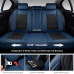 BWTJF 5PC Leather Car Seat Covers Set Navy Black Universal Airbag - Image 3