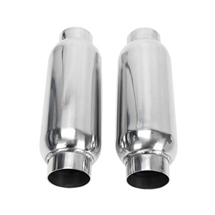 2.5 Inch Inlet 2.5 Inch Outlet Muffler, Pair of Universal Stainless Steel Weld-on Exhaust Muffler/Resonator Deep Sound for Cars, 12" Overall Length