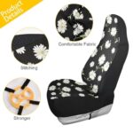 Cute Daisy Black Car Seat Covers Set | Universal Fit | Women's Floral Auto Accessory - Image 4