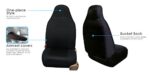 FH Group Universal Black Cloth Front Bucket Seat Cover Washable - Image 3