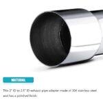 2PC 2" to 2.5" Exhaust Pipe Adapter 304 Stainless Steel Kit - Image 4