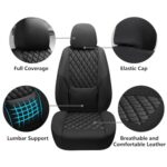 Premium Leather Car Seat Covers: Waterproof Full Set for Cars SUVs Trucks Black 5-Seat - Image 3