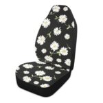 Cute Daisy Black Car Seat Covers Set | Universal Fit | Women's Floral Auto Accessory - Image 2