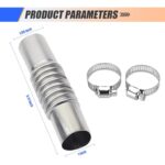 Crynod 5.1In Universal Exhaust Pipe Connector with Clamps Silver Straight Heavy Duty Metal Flexible Corrugated for Car Diesel Boat - Image 2