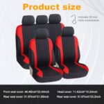Universal Fit Car Seat Covers Set: Red Two-Tone Washable Full Protection 9PC - Image 2