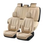Waterproof Leather Car Seat Covers Full Set Beige Universal Fit - Image 2