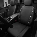 Sparkly Black Leather Car Seat Covers | Universal Fit Rhinestone Bling Design - Image 3