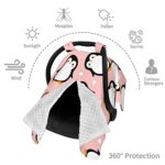 Cute Penguin Baby Car Seat Cover | Breathable Cotton Infant Stroller Shade - Image 8
