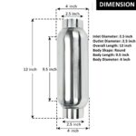2.5" Universal Stainless Steel Exhaust Muffler Deep Sound 12" Pair - Image 2