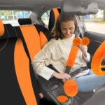 Cozy Orange Car Seat Cover Set: Full Protection with Fluffy Steering Wheel Cover - Image 7