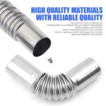 Crynod 5.1In Universal Exhaust Pipe Connector with Clamps Silver Straight Heavy Duty Metal Flexible Corrugated for Car Diesel Boat - Image 6