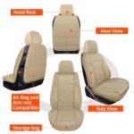 Waterproof Leather Car Seat Covers SUV Universal Fit Front Seats Beige - Image 6