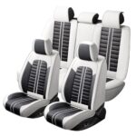 Premium Leather Car Seat Covers Full Set Waterproof Black White SUV - Image 2