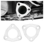2PCS Exhaust Gasket,2.25" 3-Bolt Exhaust Flange Gasket,Multifunctional Manifold/Header/Muffler/Catalytic Converter Gaskets (2.25 inch)