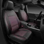 Universal Car Seat Covers Black Pink PU Leather Full Set Airbag Safe Zippered - Image 2