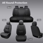 Premium Leather Car Seat Covers: Waterproof Full Set for Cars SUVs Trucks Black 5-Seat - Image 2