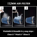 High-Flow 6" Cold Air Intake Filter Blue Washable Performance Cone - Image 3