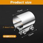 Stainless Steel 1.75" Exhaust Band Clamp Sleeve 45mm Butt Joint - Image 3