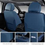 BWTJF 5PC Leather Car Seat Covers Set Navy Black Universal Airbag - Image 4