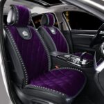 Bling Purple Car Seat Covers w/ Crown Rhinestone Design Universal Fit - Image 2