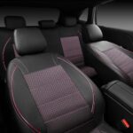 Universal Car Seat Covers Black Pink PU Leather Full Set Airbag Safe Zippered - Image 7