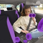 Luxurious Purple 17pc Car Seat Cover Set - Soft Fleece Full Protection Accessory Kit - Image 7