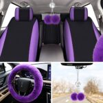 Luxurious Purple 17pc Car Seat Cover Set - Soft Fleece Full Protection Accessory Kit - Image 6