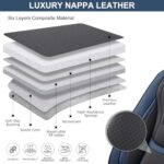 BWTJF 5PC Leather Car Seat Covers Set Navy Black Universal Airbag - Image 6